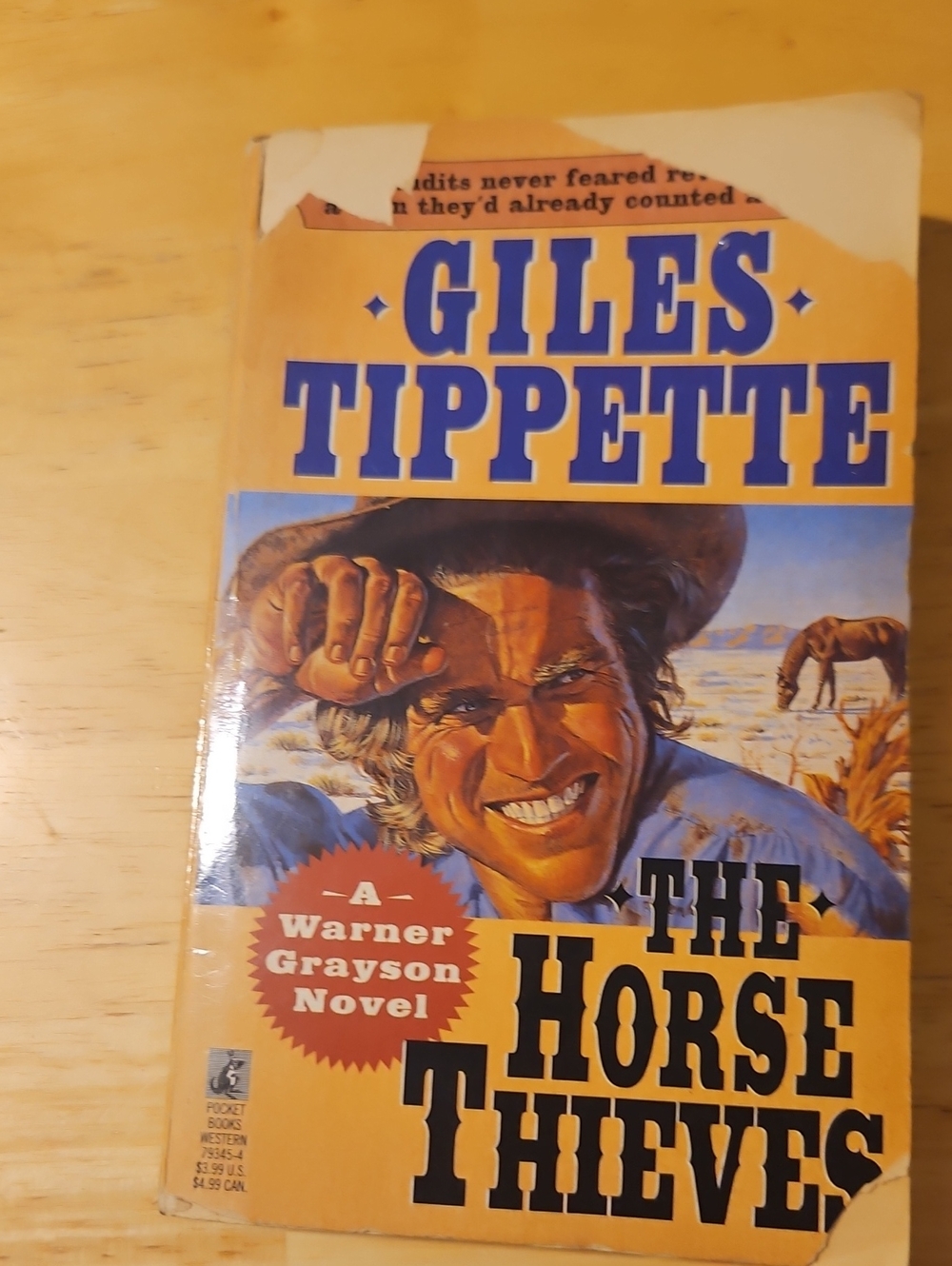 Warner Books The Horse Thieves Western Novel Paperback Fair